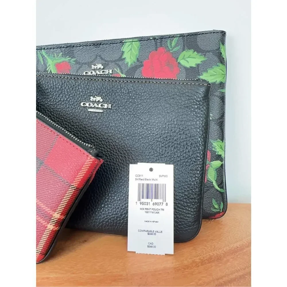 NWT Coach Mix Print Pouch Trio‎  bags